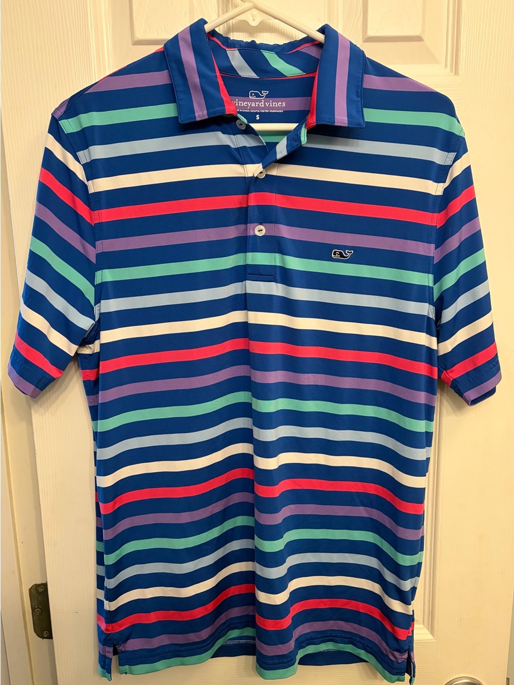 Vineyard Vines Blue Multi-Striped Performance Polo